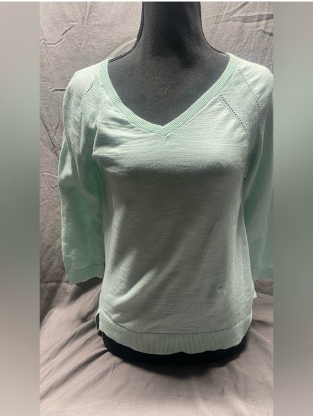 Talbots Mint Green V-Neck Lightweight Sweater